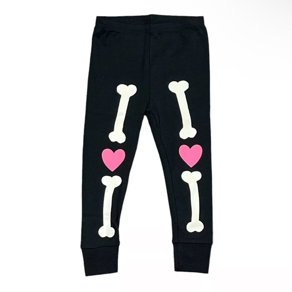 Carters Black/Pink Halloween Heart Skeleton 2 Piece Pajamas Set | NEW/NWT!! ☠️🩷 - Picture 4 of 13